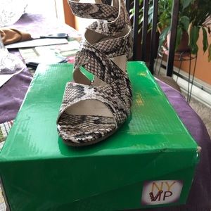 Fake snake skin back zipper sandals size 8